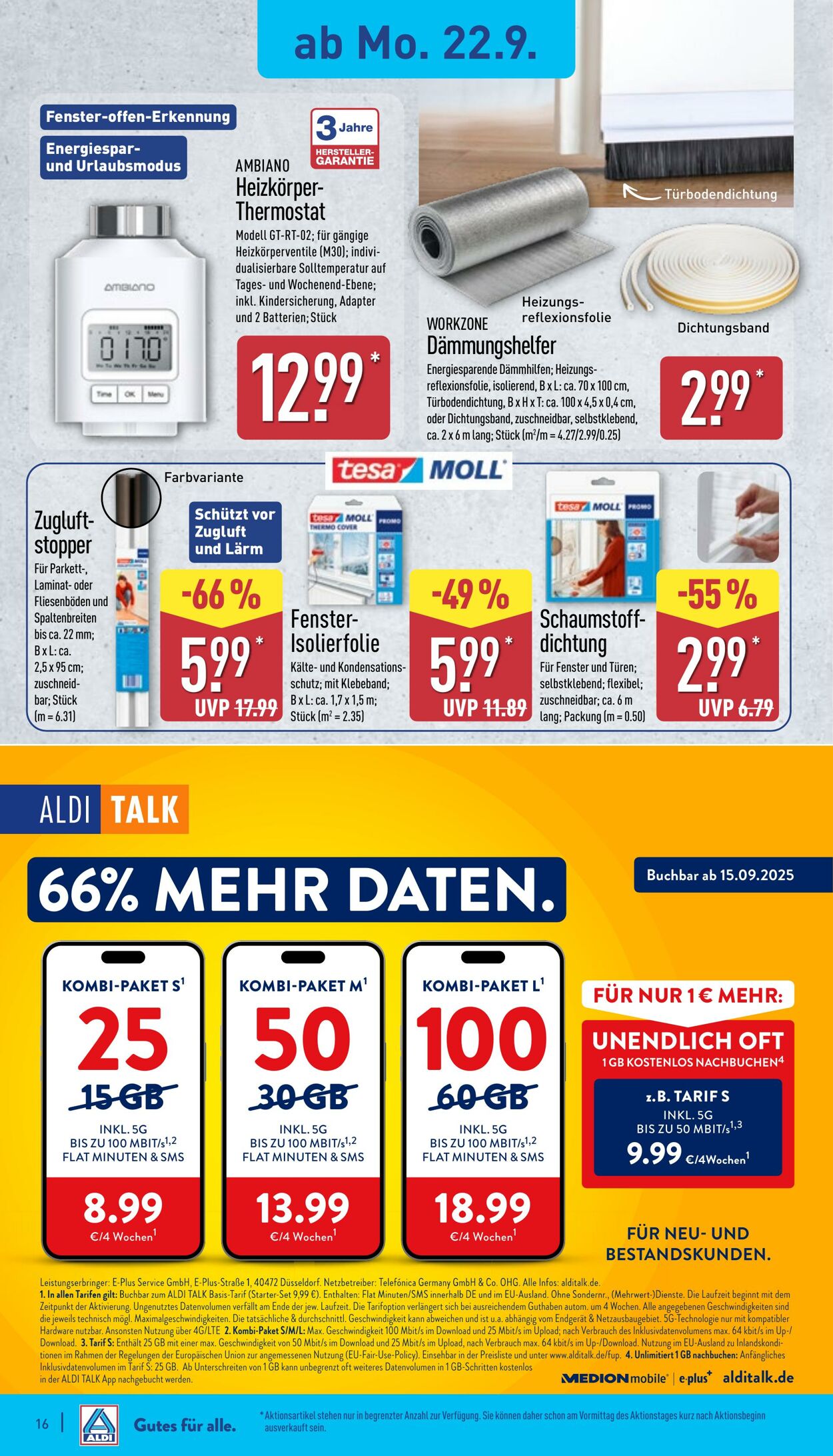 Prospekt Aldi-Nord 22.09.2025 - 27.09.2025