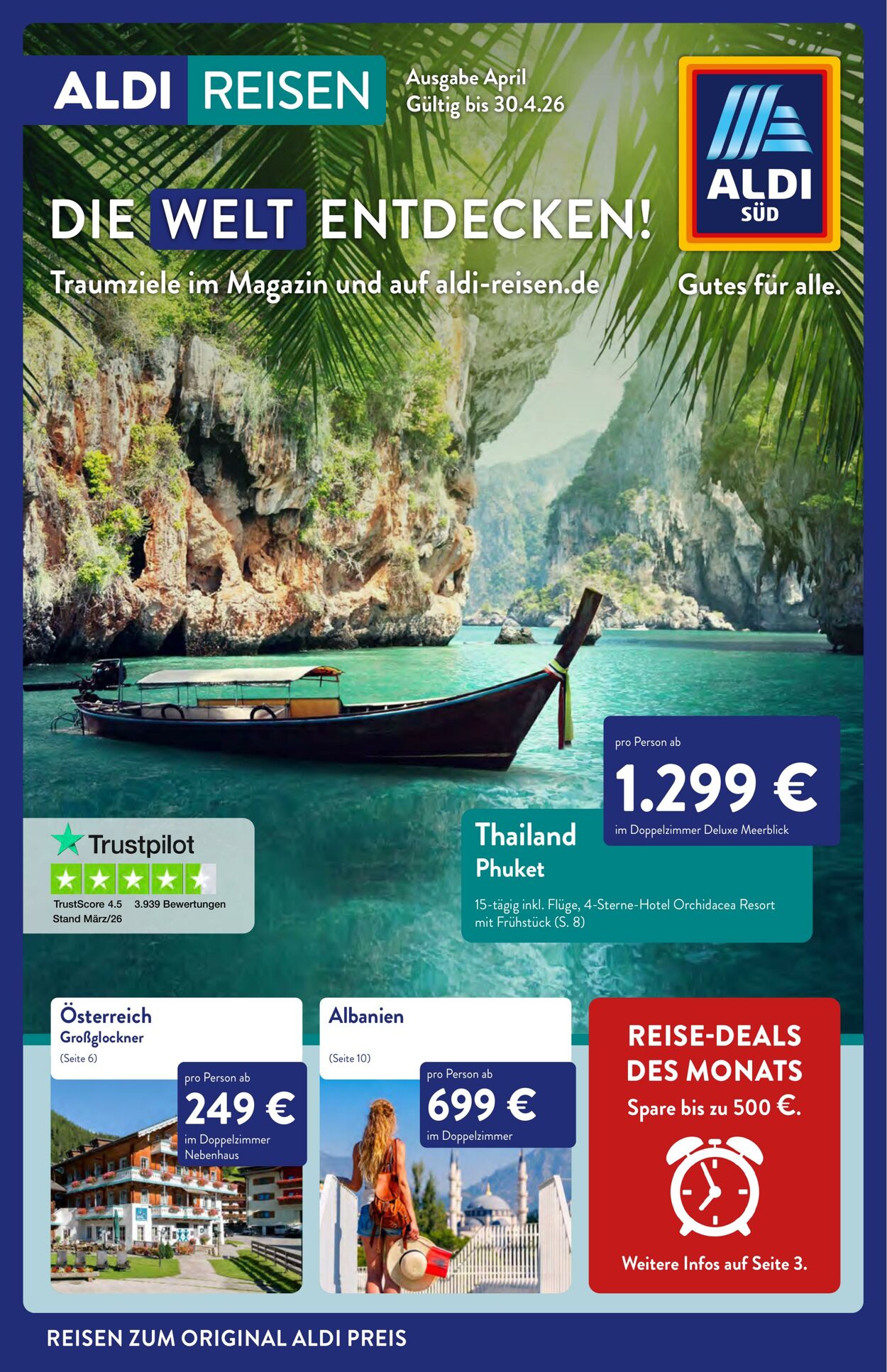 Prospekt ALDI SÜD - ALDI SÜD - ALDI Reisemagazin April 2026 - Seite 1 1 Apr, 2026 - 9 Apr, 2026
