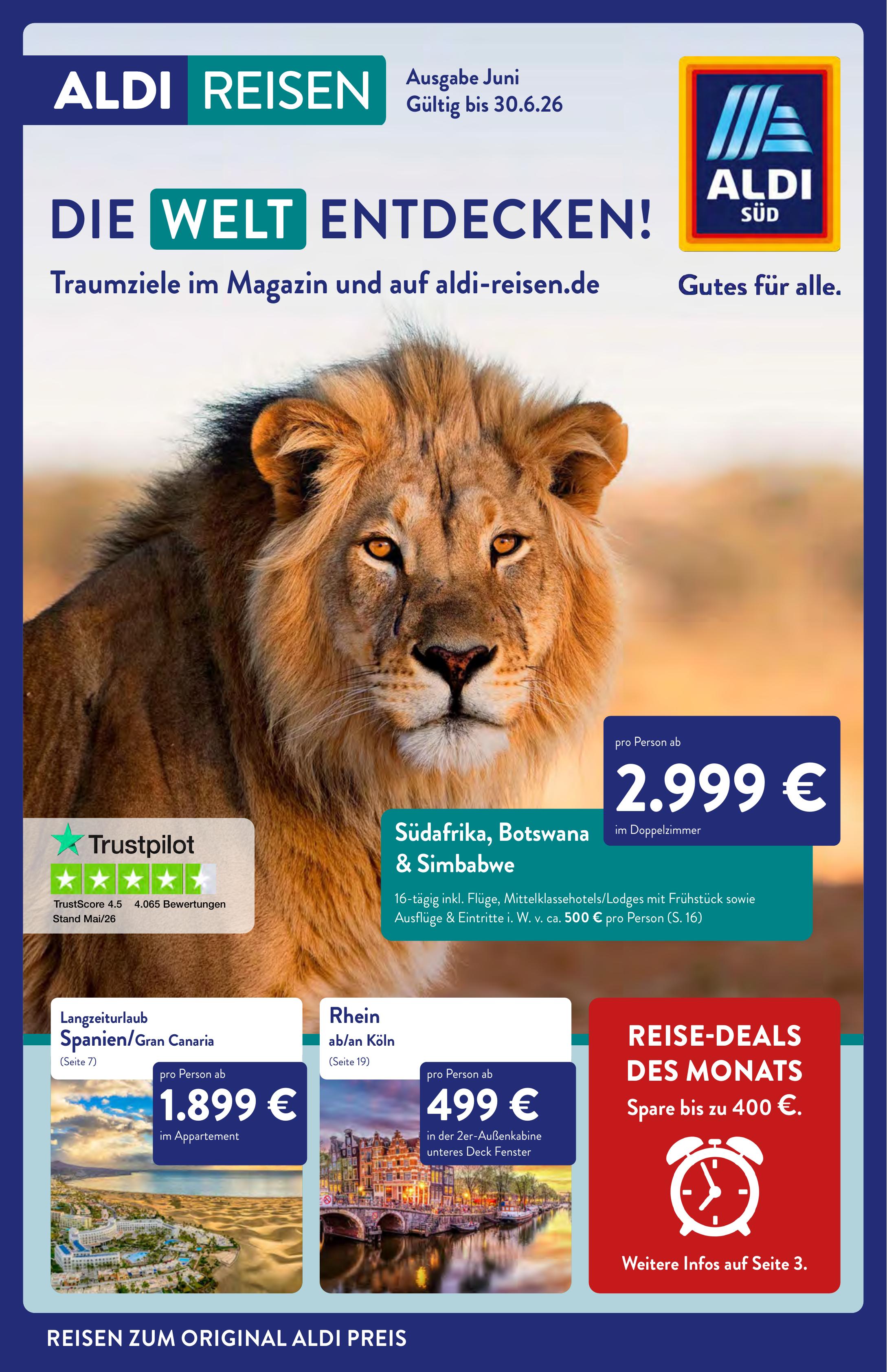 Prospekt ALDI SÜD - ALDI SÜD - ALDI Reisemagazin Juni 2026 - Seite 1 8 Jun, 2026 - 16 Jun, 2026