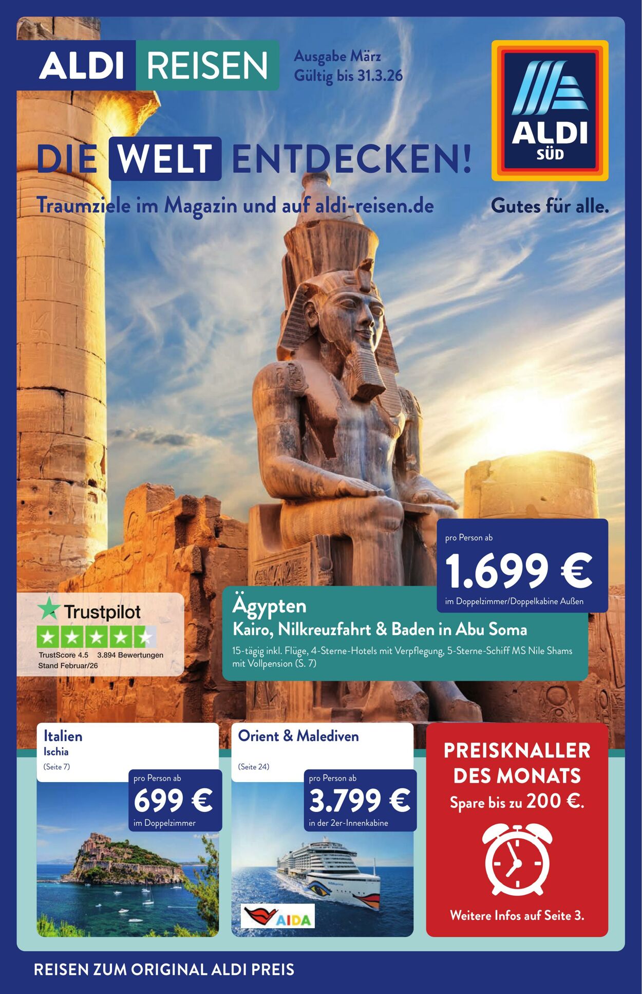 Prospekt ALDI SÜD - ALDI SÜD - ALDI Reisemagazin März 2026 - Seite 1 1 Mär, 2026 - 9 Mär, 2026