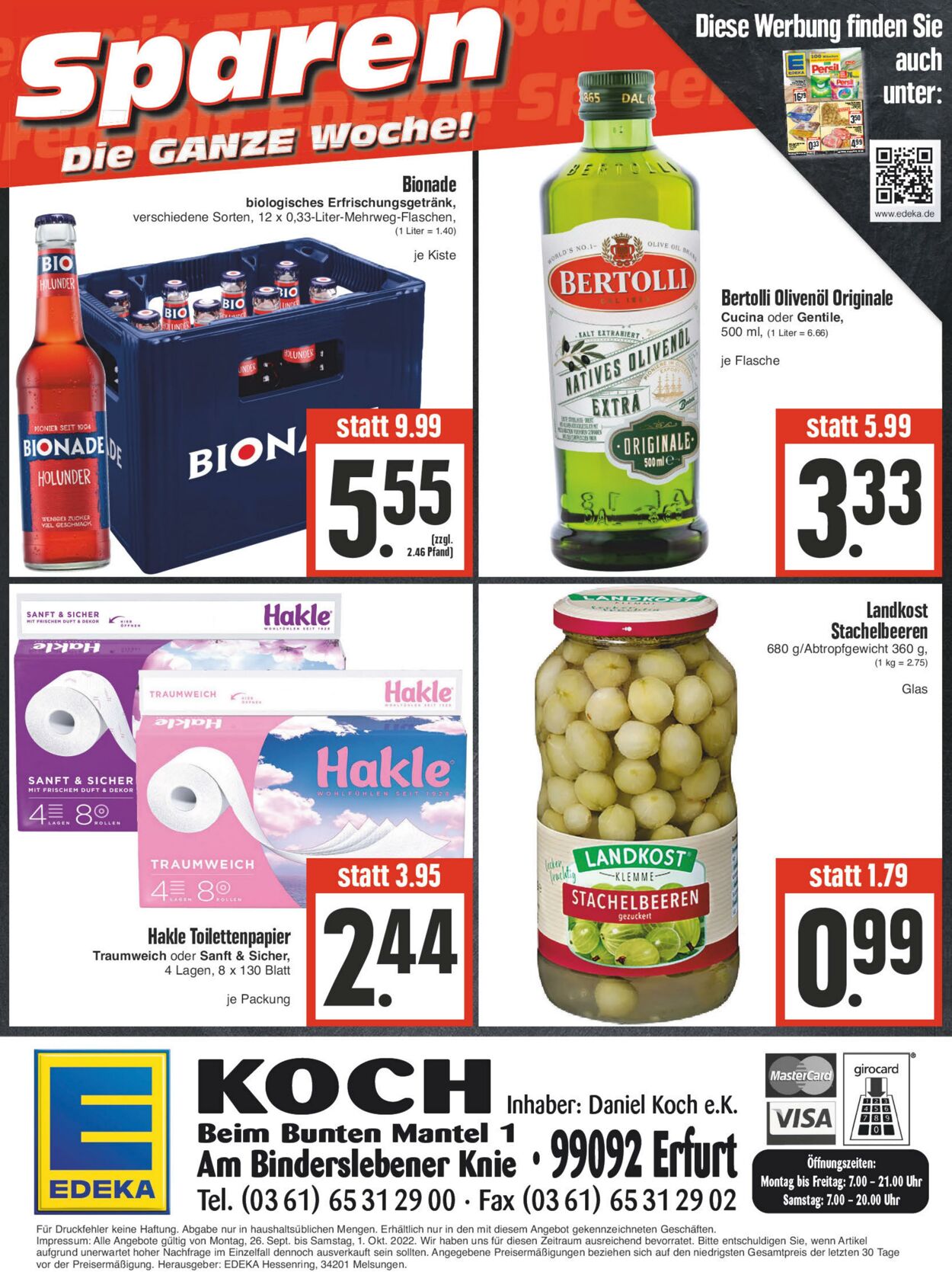 Prospekt Edeka 26.09.2022 - 01.10.2022