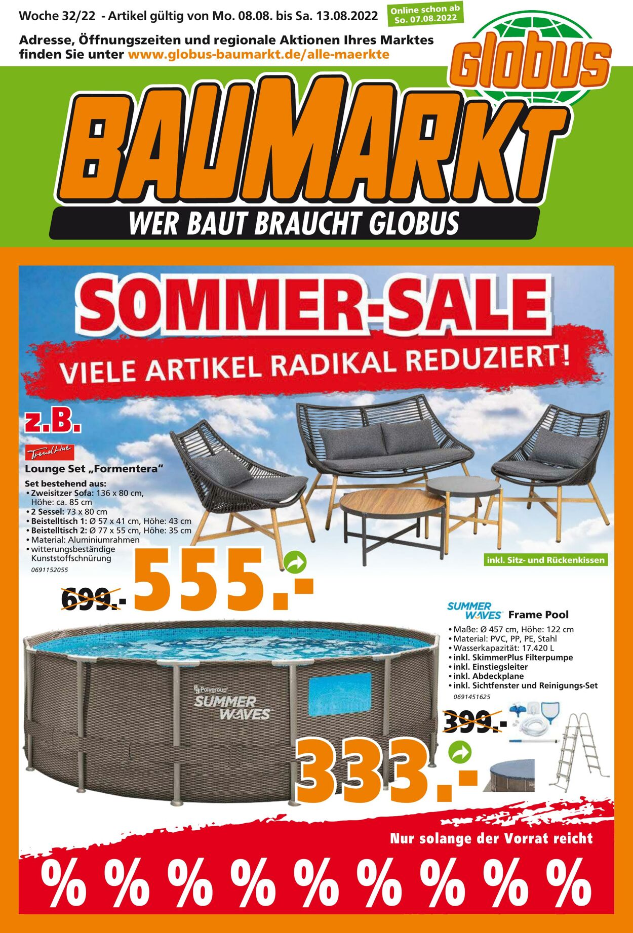 Prospekt Globus Baumarkt 08.08.2022 - 13.08.2022