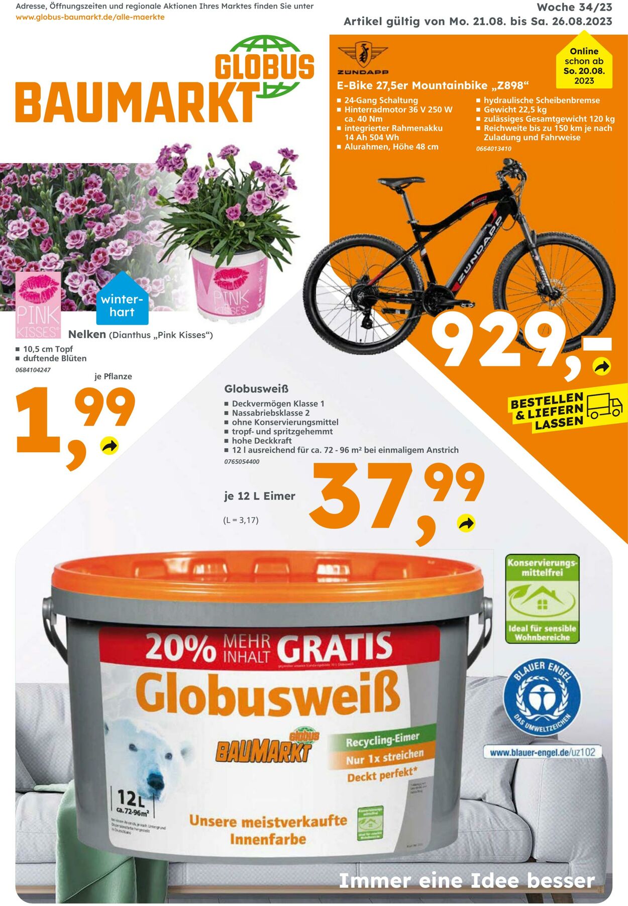 Prospekt Globus Baumarkt 20.08.2023 - 26.08.2023