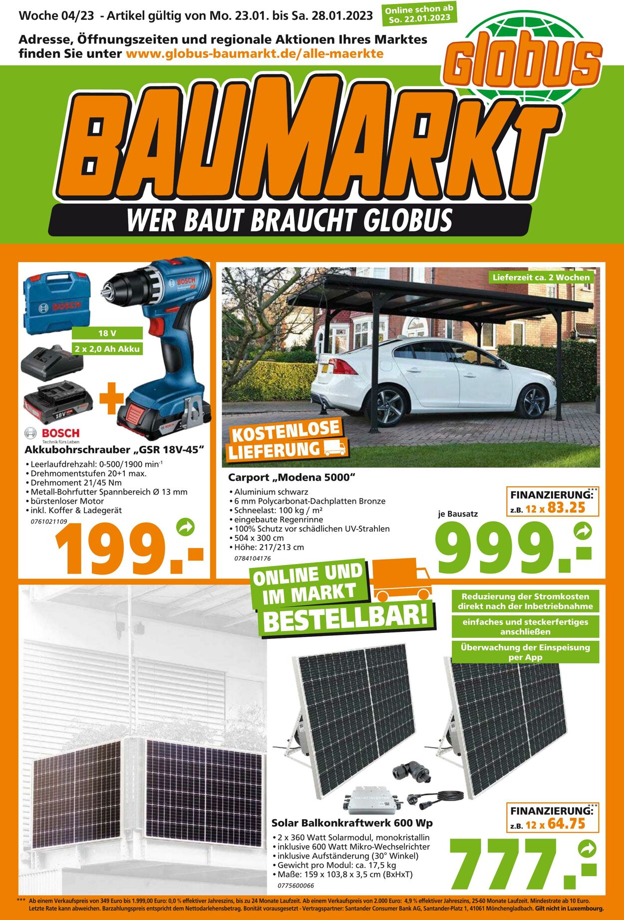 Prospekt Globus Baumarkt 23.01.2023 - 28.01.2023