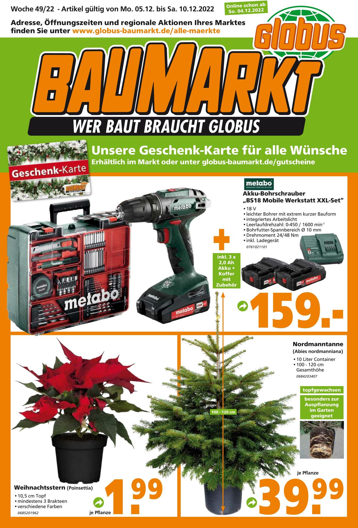 Prospekt Globus Baumarkt 05.12.2022 - 10.12.2022