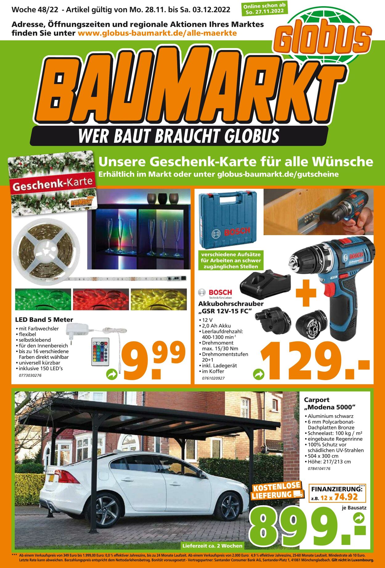 Prospekt Globus Baumarkt 28.11.2022 - 03.12.2022