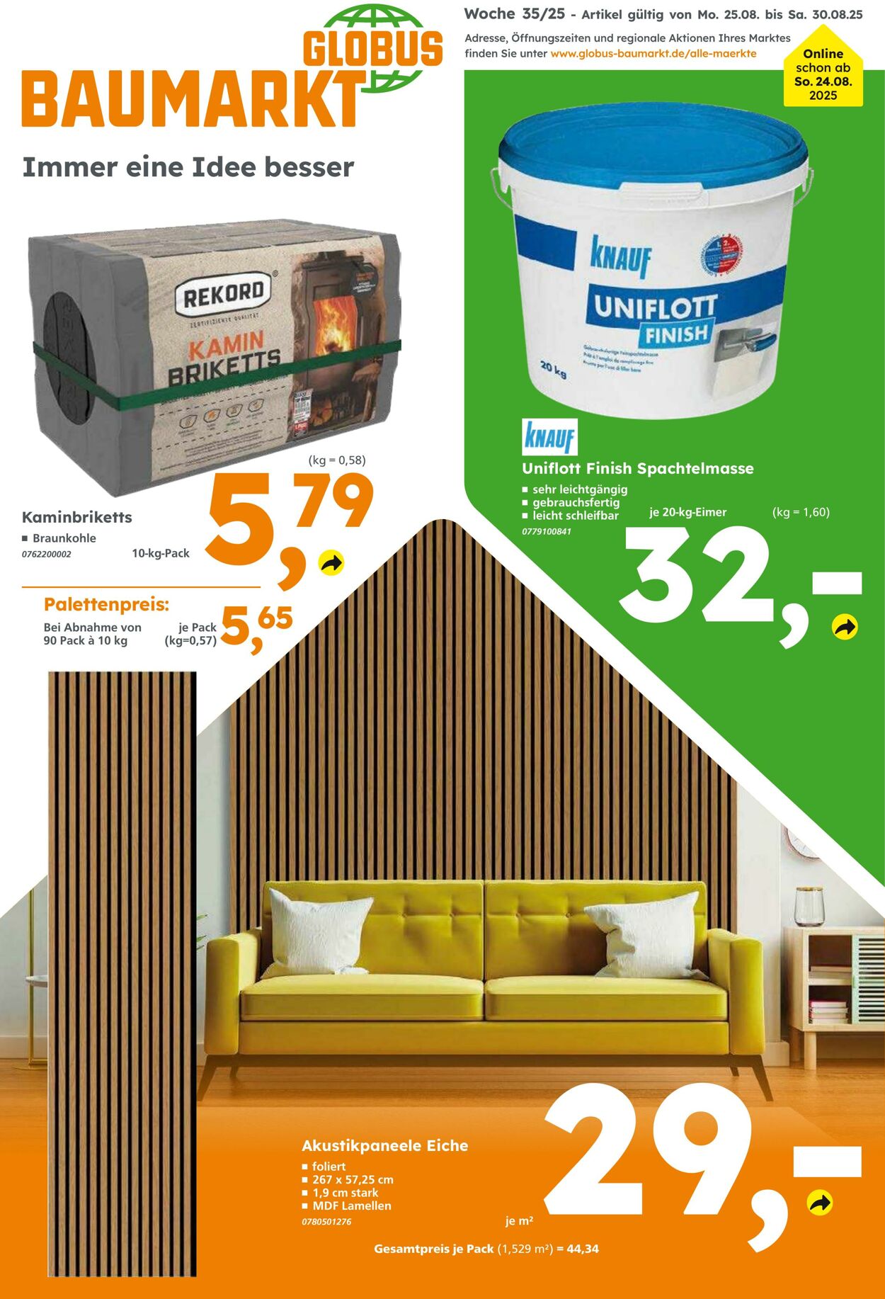 Prospekt Globus Baumarkt 24.08.2025 - 30.08.2025