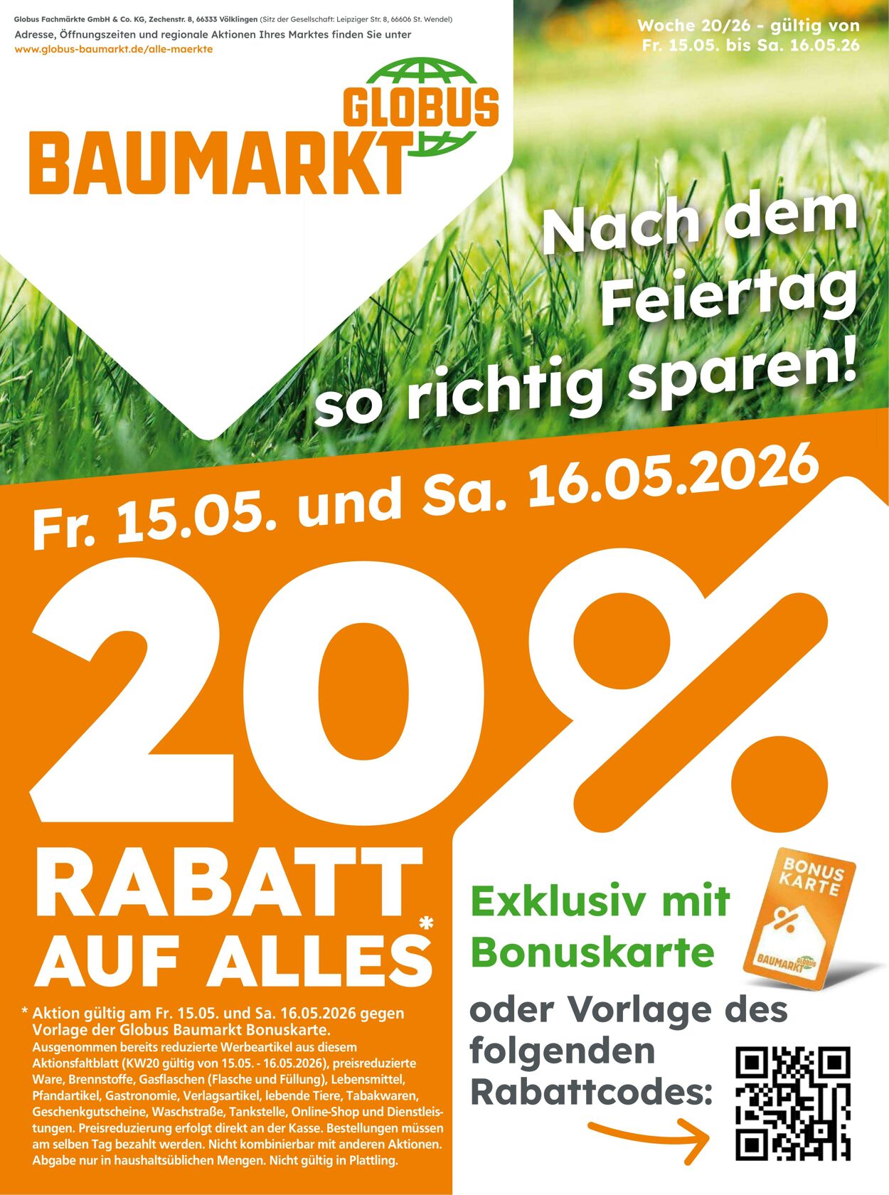 Prospekt Globus Baumarkt 15.05.2026 - 16.05.2026