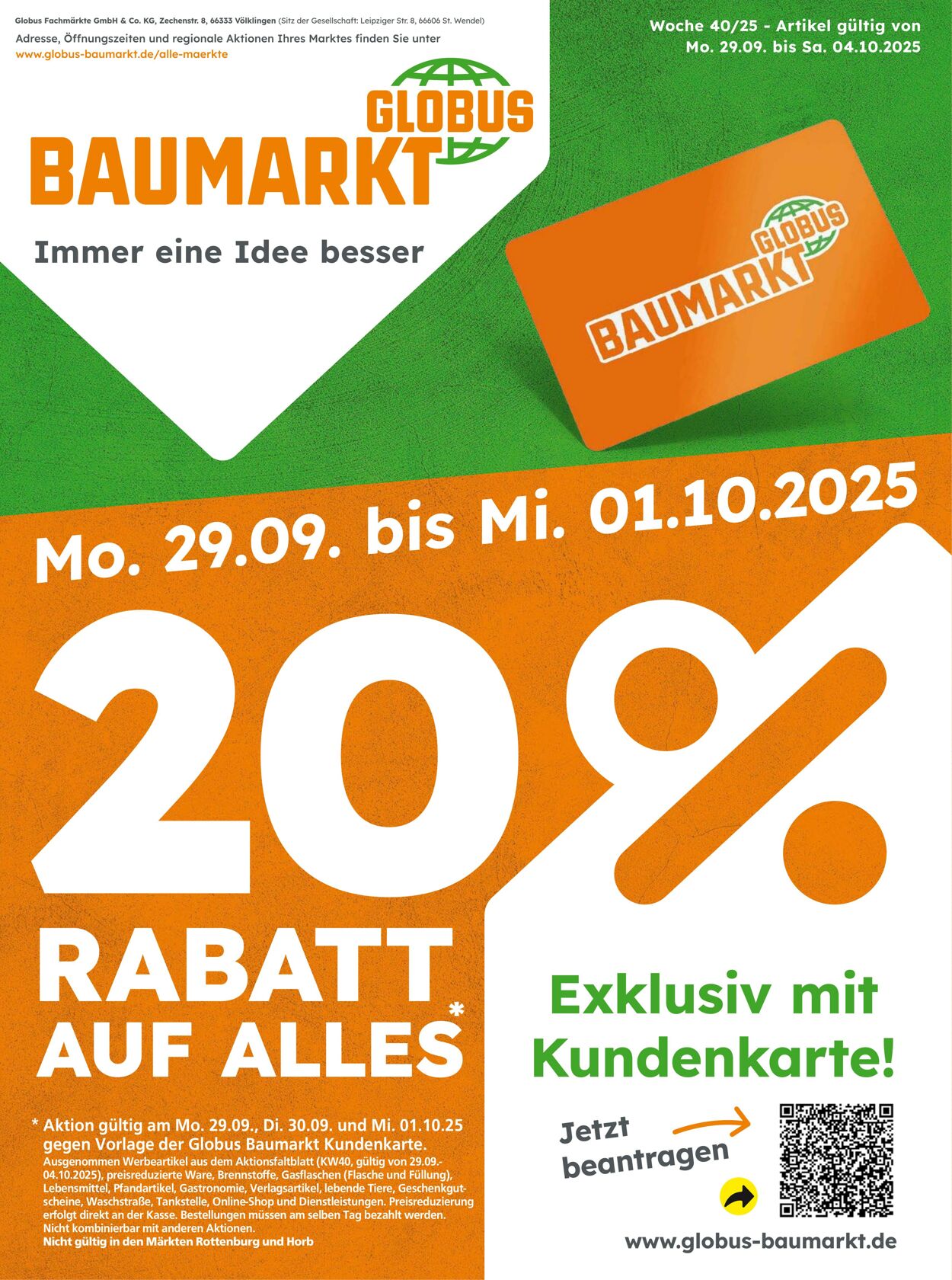 Prospekt Globus Baumarkt 28.09.2025 - 04.10.2025
