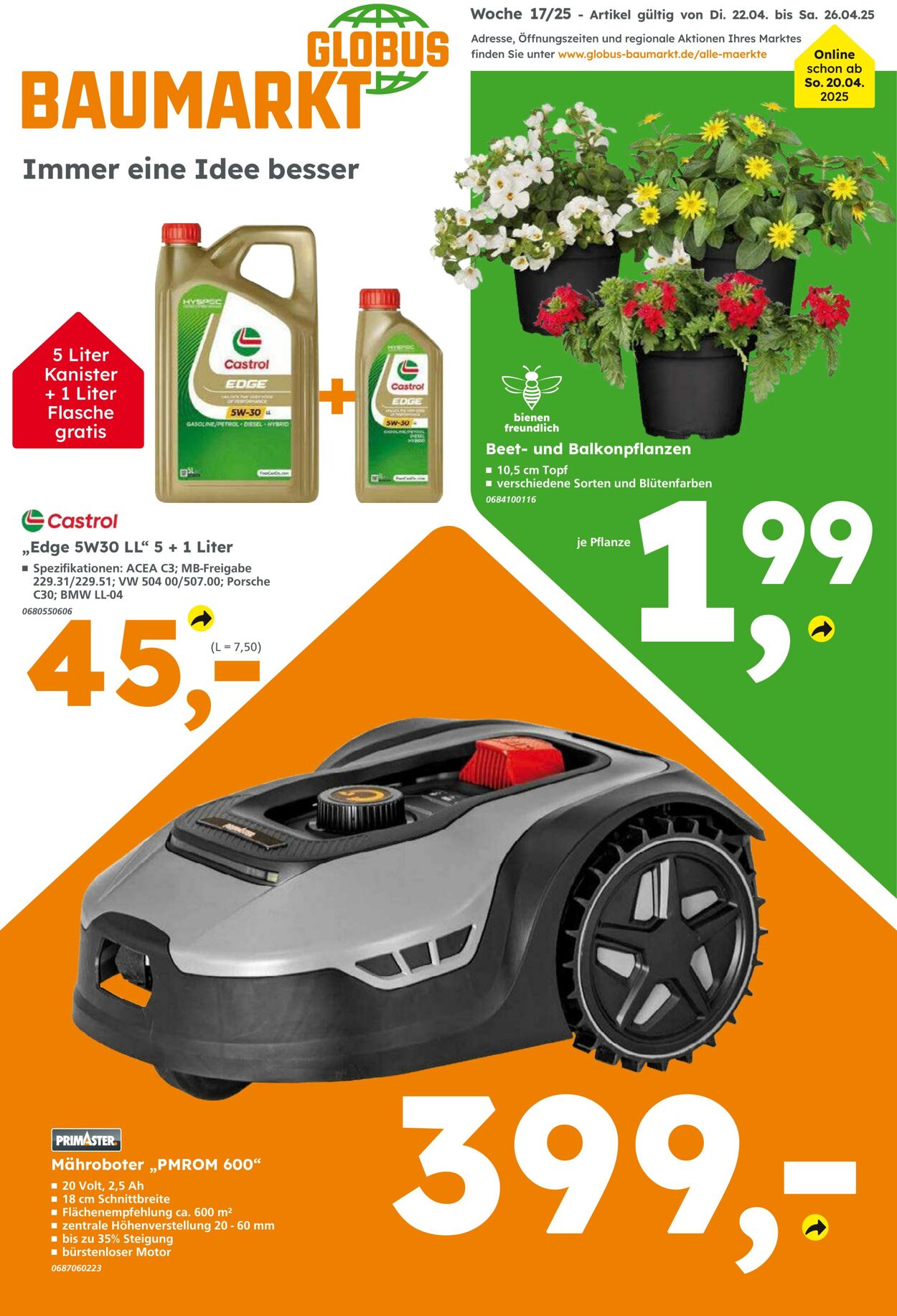 Prospekt Globus Baumarkt 20.04.2025 - 26.04.2025