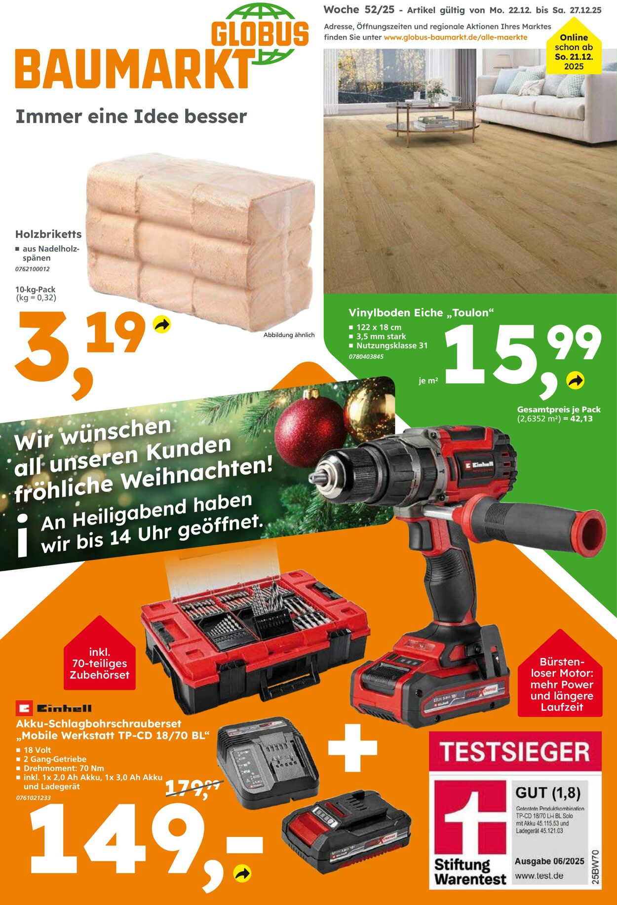 Prospekt Globus Baumarkt 21.12.2025 - 27.12.2025