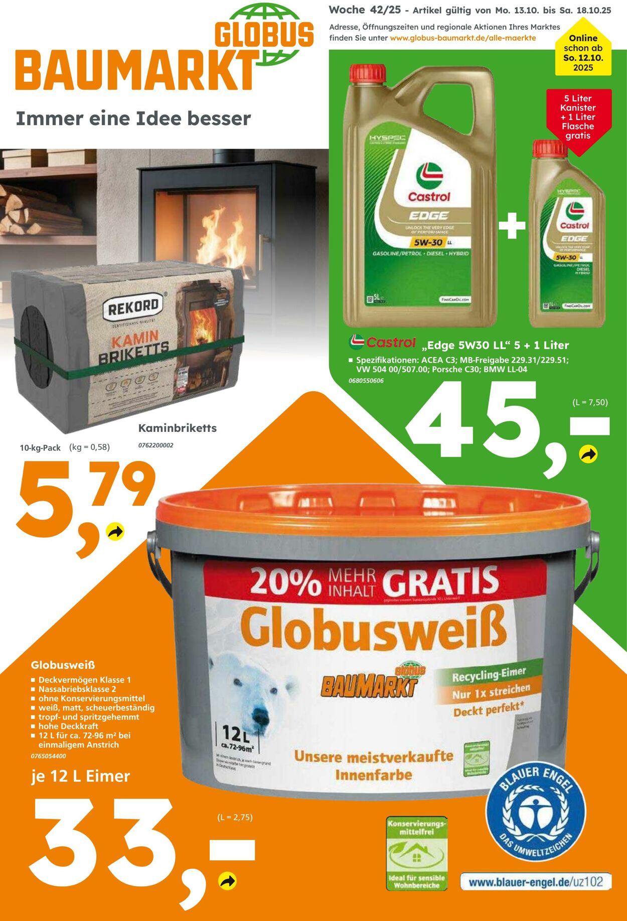 Prospekt Globus Baumarkt 12.10.2025 - 18.10.2025