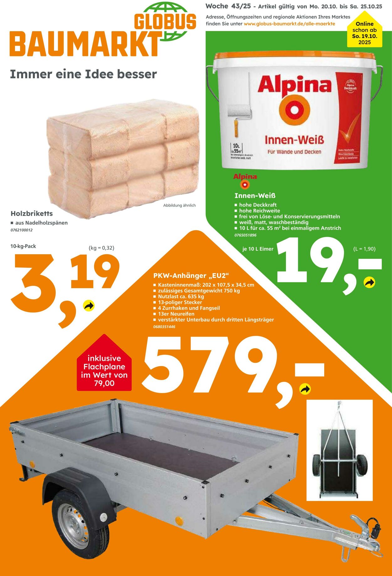 Prospekt Globus Baumarkt 19.10.2025 - 25.10.2025