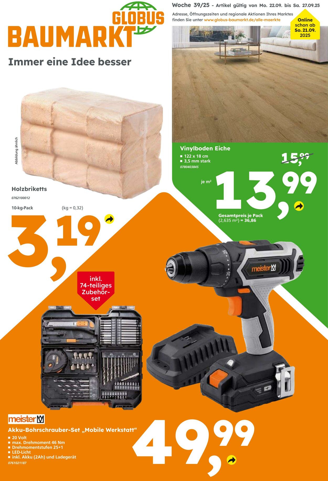 Prospekt Globus Baumarkt 21.09.2025 - 27.09.2025