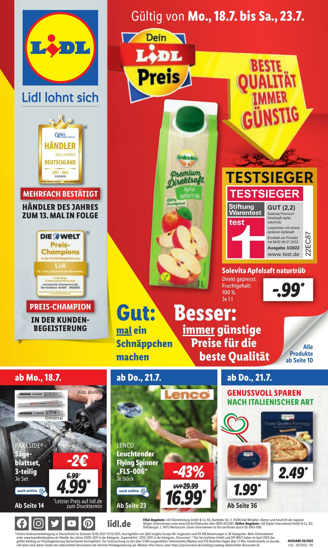 Prospekt Lidl 18.07.2022 - 23.07.2022