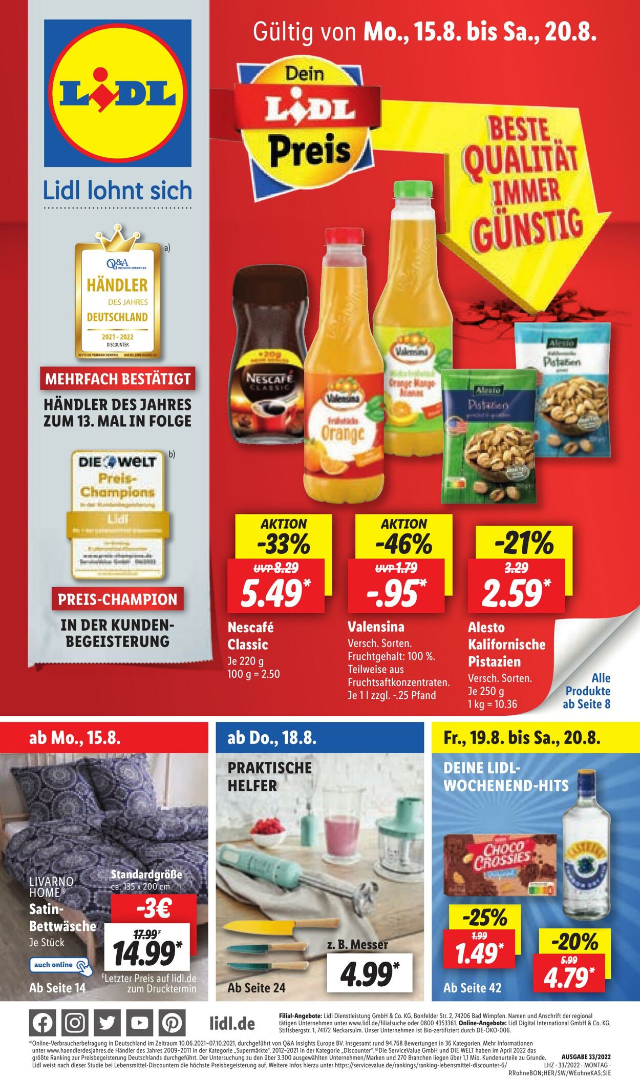 Prospekt Lidl 15.08.2022 - 20.08.2022