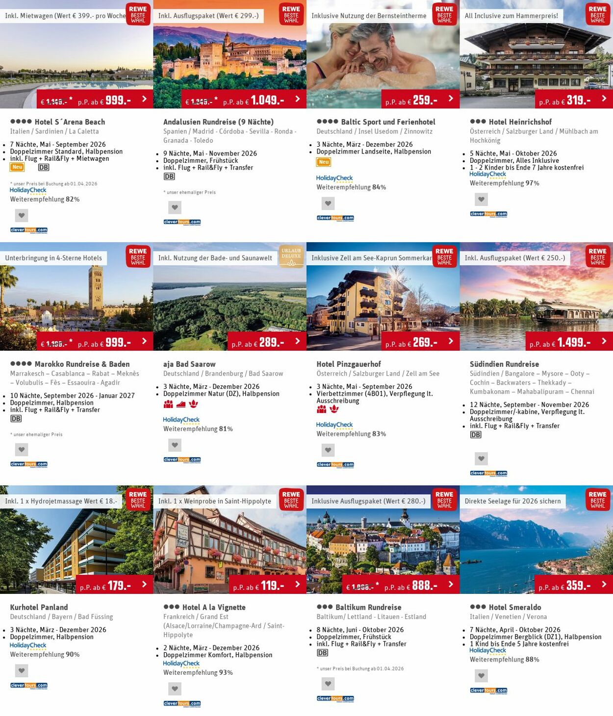 Prospekt Rewe - REWE Reise-Angebote der Woche | REWE Reisen 9 Mär, 2026 - 18 Mär, 2026