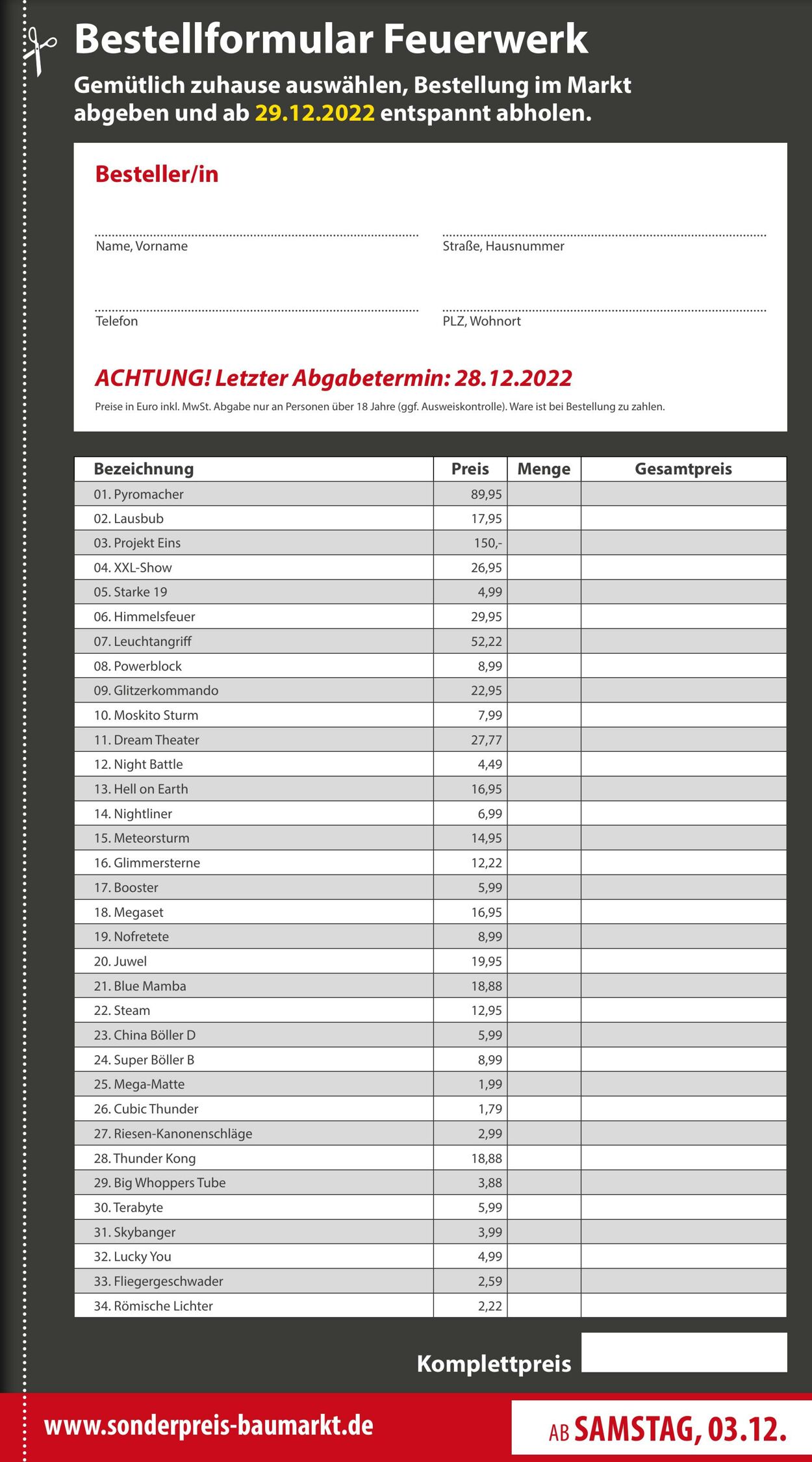 Prospekt Sonderpreis Baumarkt 03.12.2022 - 09.12.2022