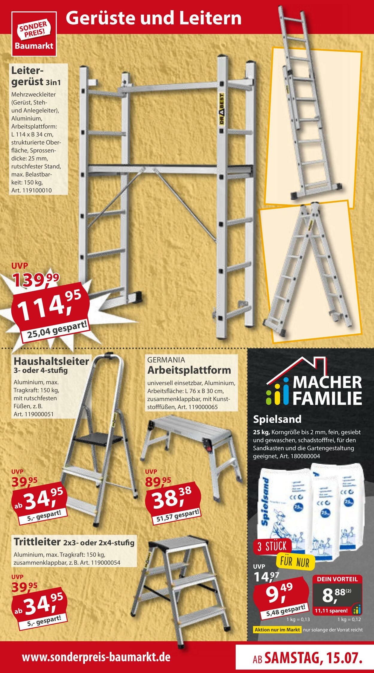 Prospekt Sonderpreis Baumarkt 15.07.2023 - 21.07.2023