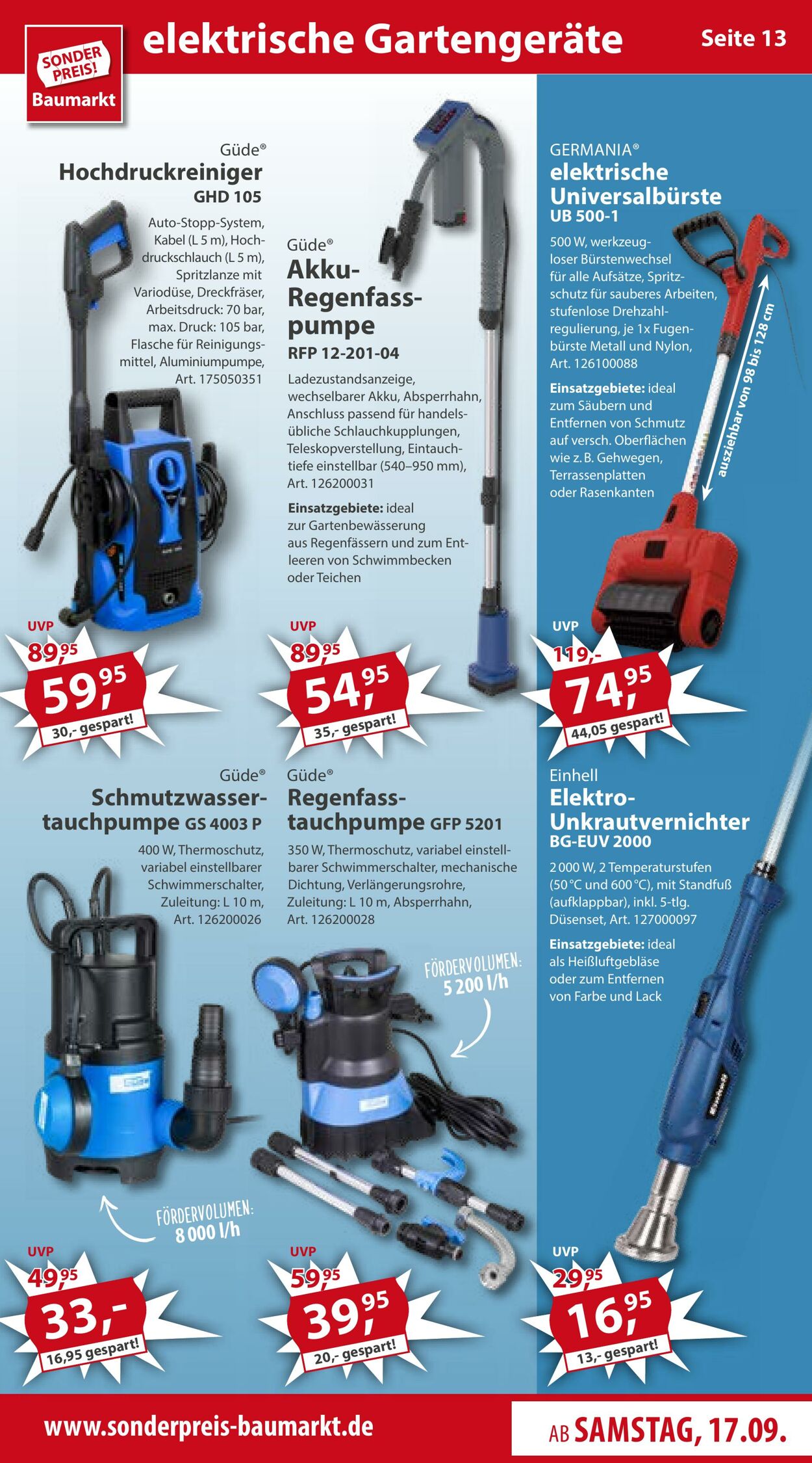 Prospekt Sonderpreis Baumarkt 17.09.2022 - 23.09.2022