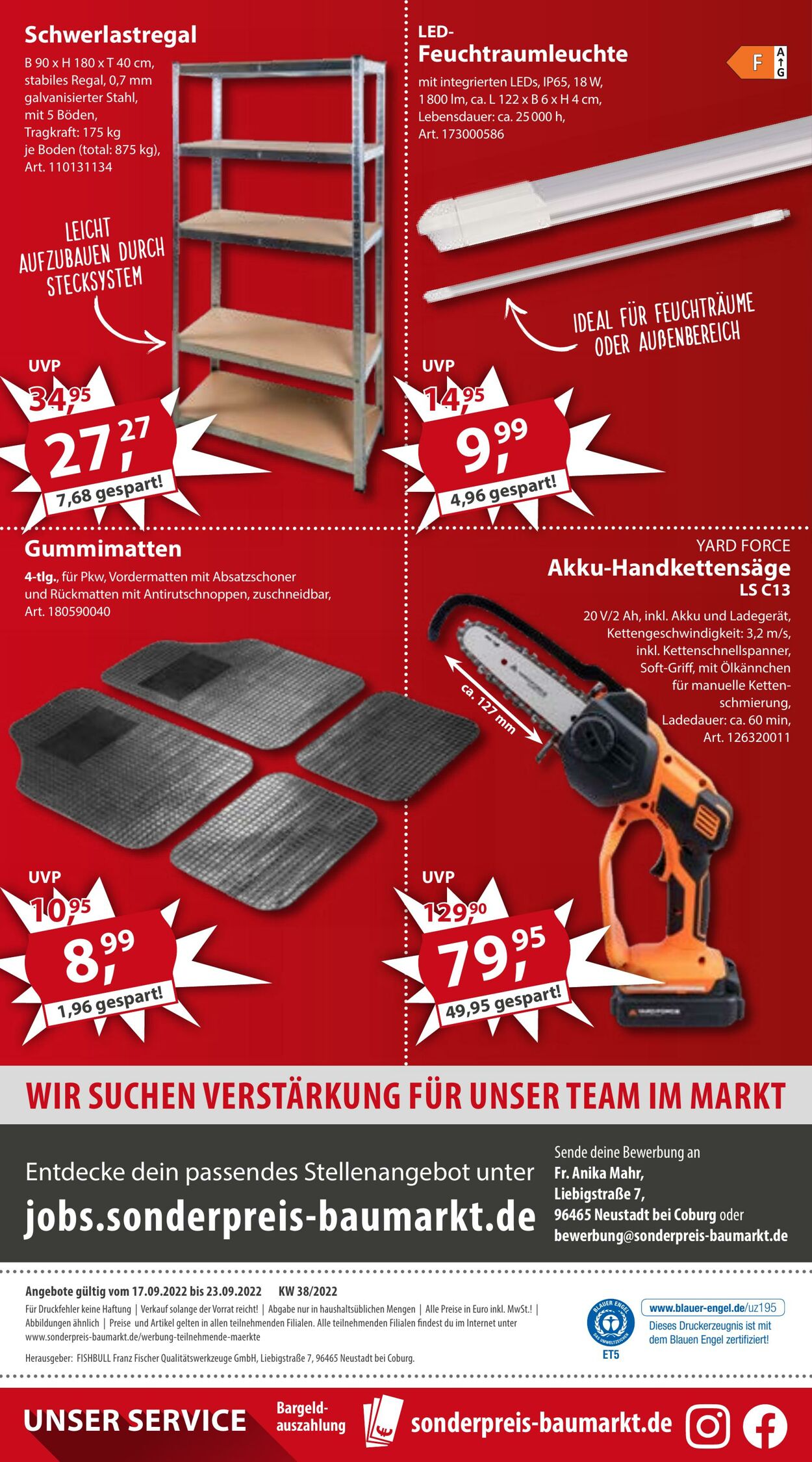 Prospekt Sonderpreis Baumarkt 17.09.2022 - 23.09.2022