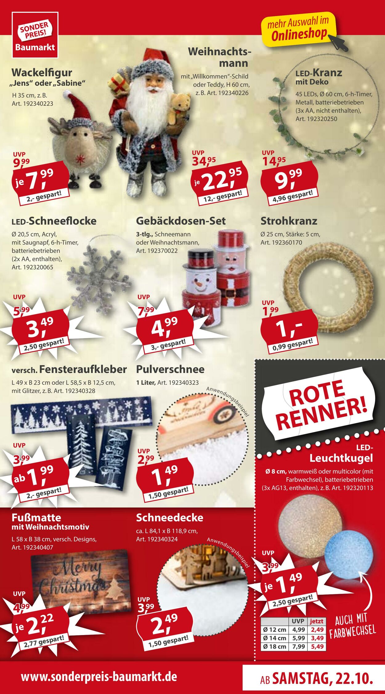 Prospekt Sonderpreis Baumarkt 22.10.2022 - 28.10.2022