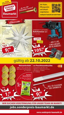 Prospekt Sonderpreis Baumarkt 22.10.2022 - 28.10.2022