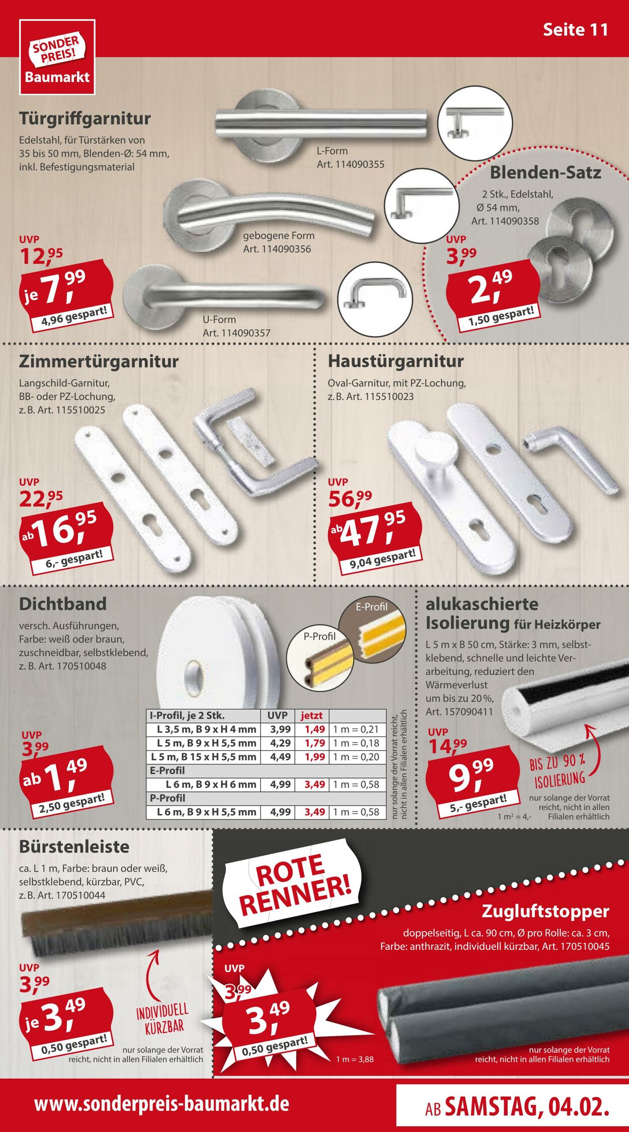 Prospekt Sonderpreis Baumarkt 04.02.2023 - 10.02.2023