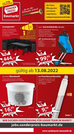 Prospekt Sonderpreis Baumarkt 13.08.2022 - 19.08.2022