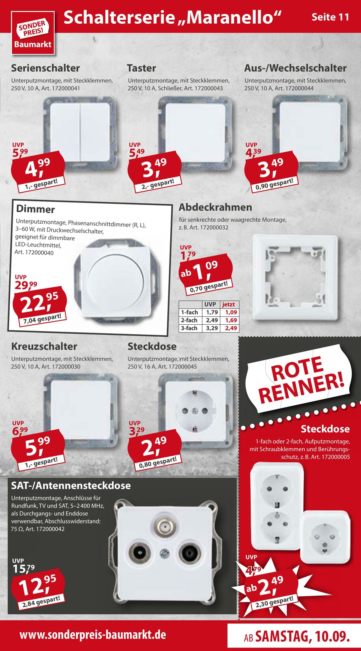 Prospekt Sonderpreis Baumarkt 10.09.2022 - 16.09.2022