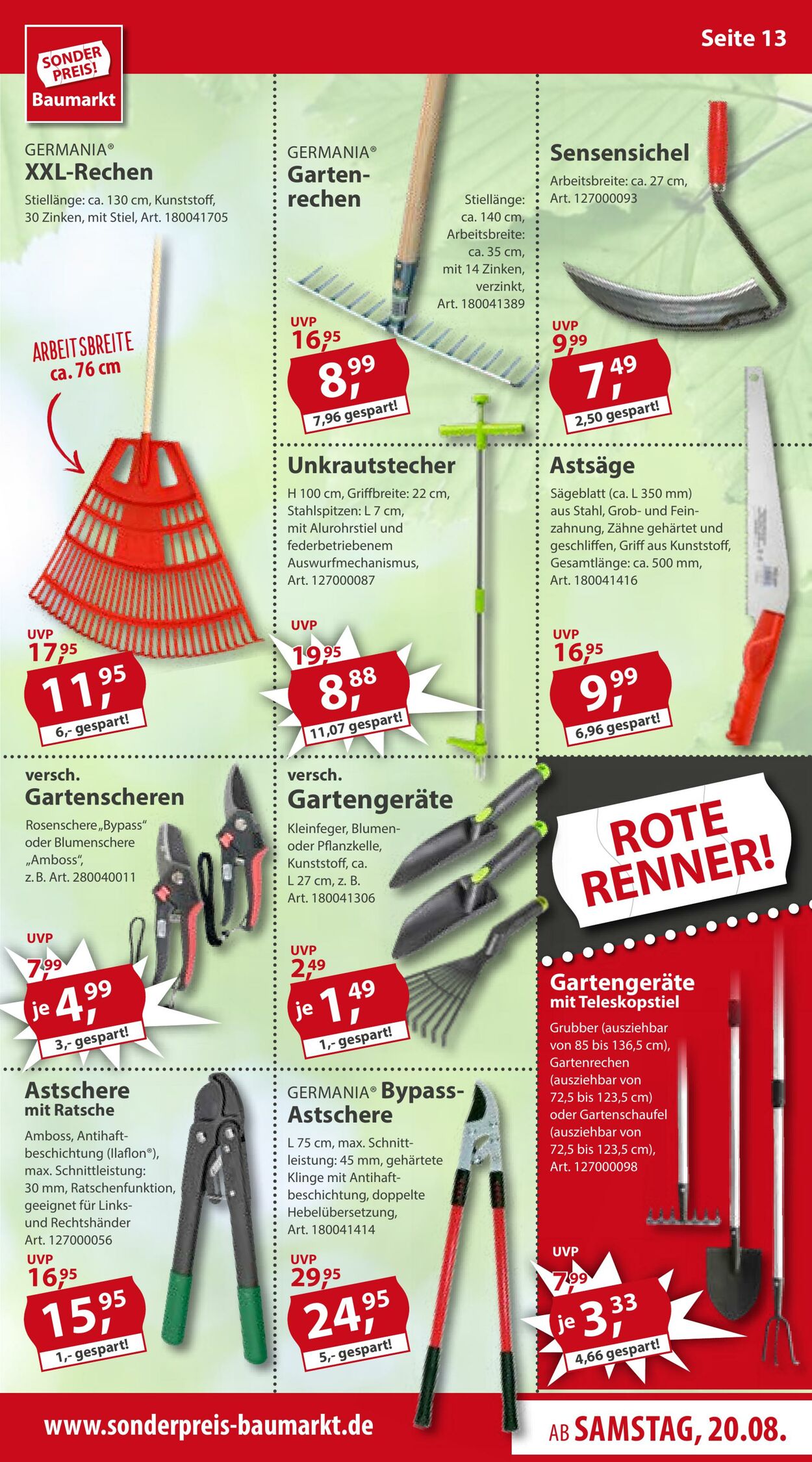 Prospekt Sonderpreis Baumarkt 20.08.2022 - 26.08.2022