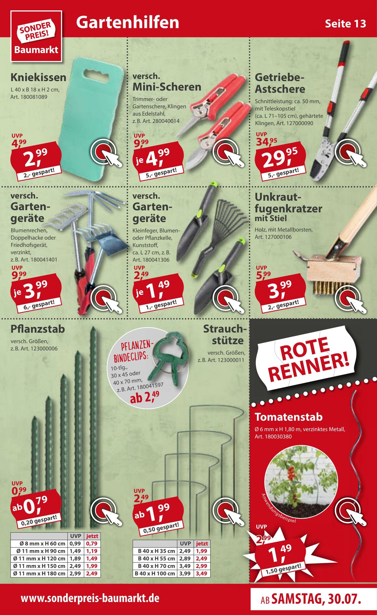 Prospekt Sonderpreis Baumarkt 30.07.2022 - 05.08.2022