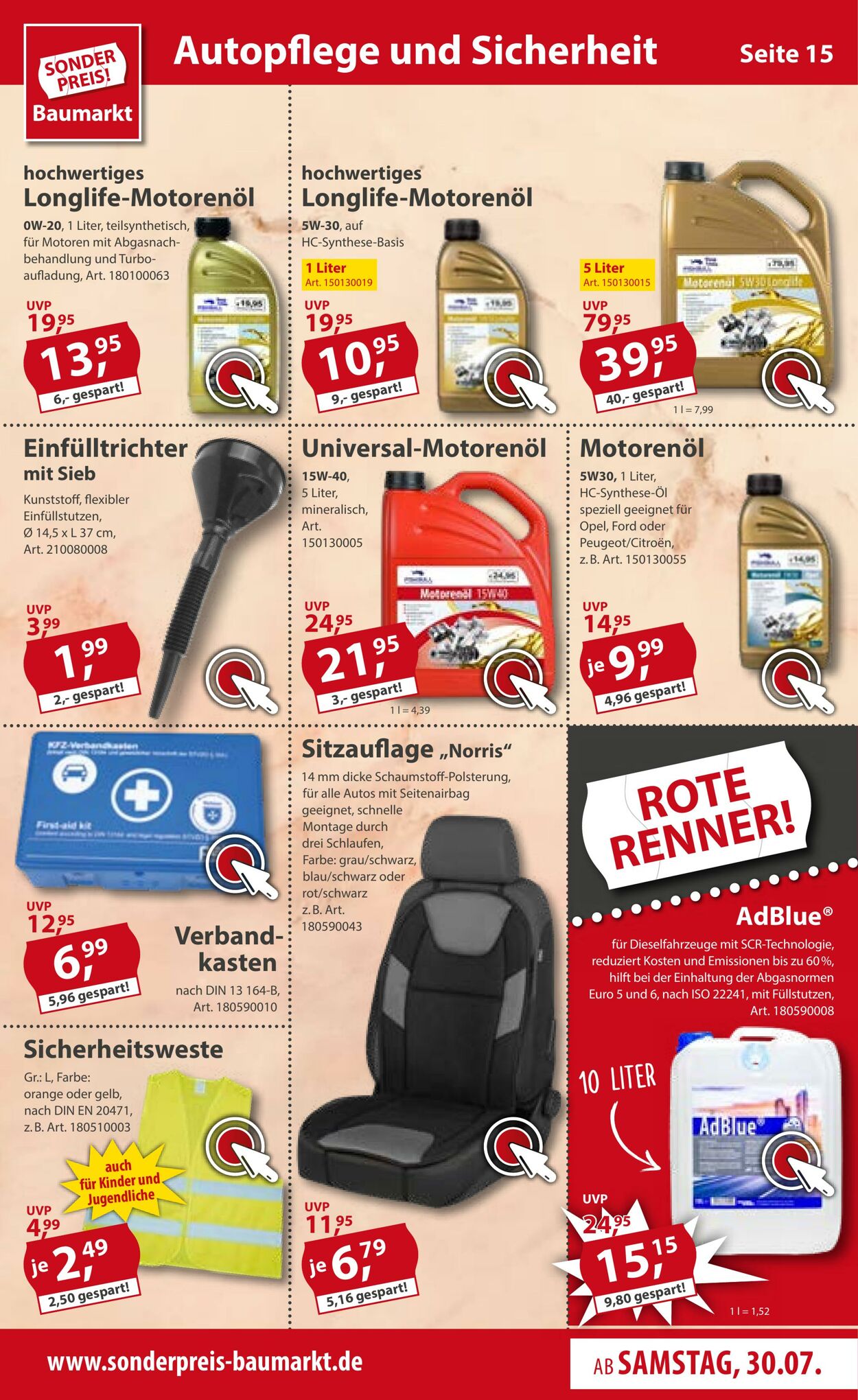 Prospekt Sonderpreis Baumarkt 30.07.2022 - 05.08.2022