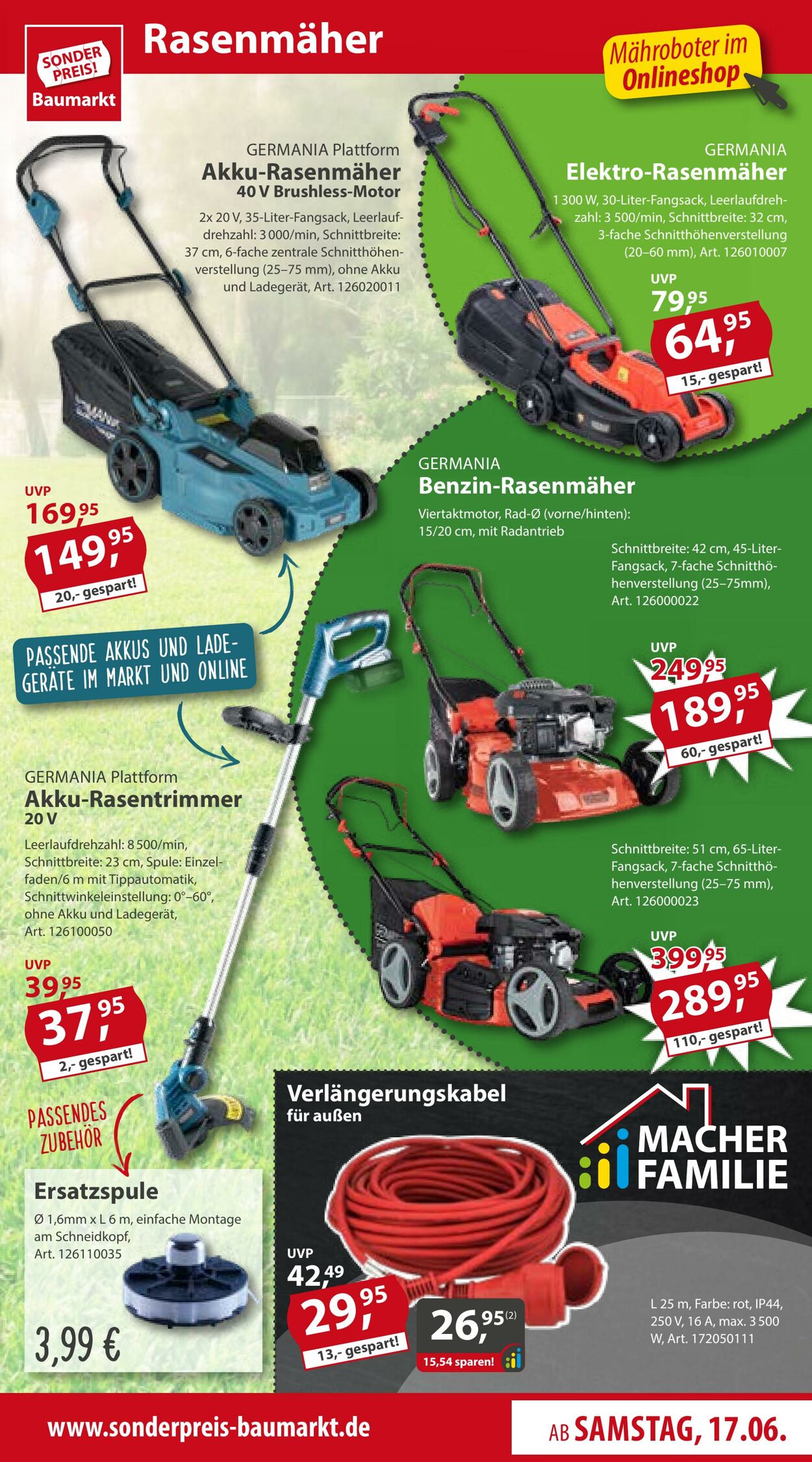 Prospekt Sonderpreis Baumarkt 17.06.2023 - 23.06.2023