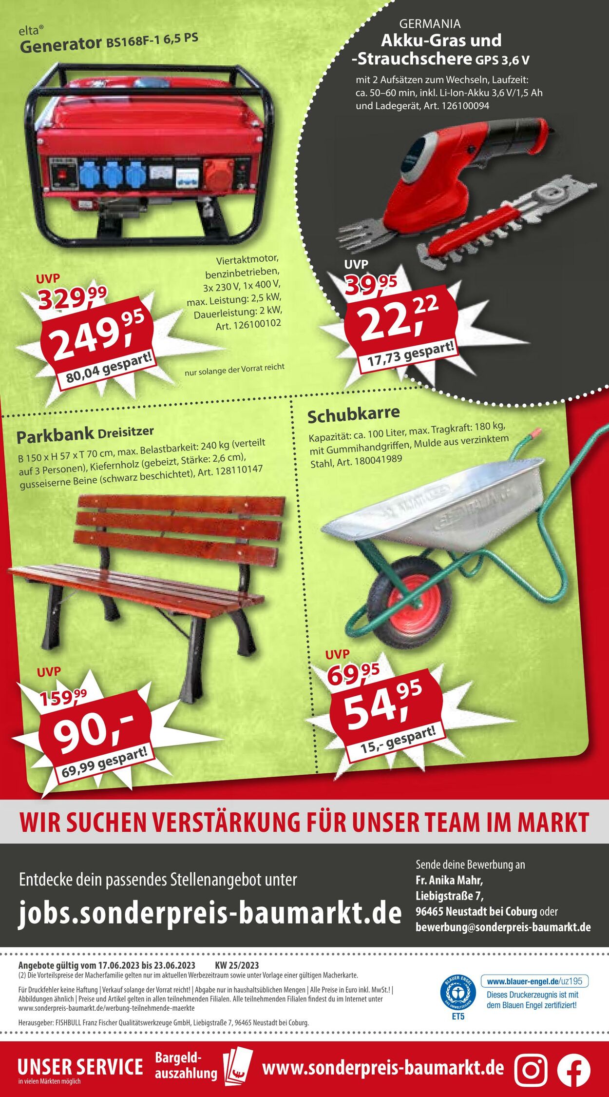 Prospekt Sonderpreis Baumarkt 17.06.2023 - 23.06.2023