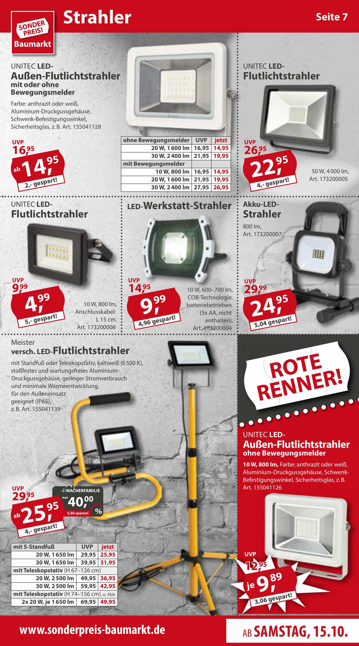 Prospekt Sonderpreis Baumarkt 15.10.2022 - 21.10.2022