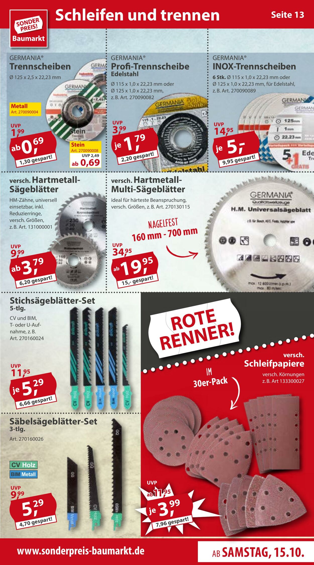 Prospekt Sonderpreis Baumarkt 15.10.2022 - 21.10.2022