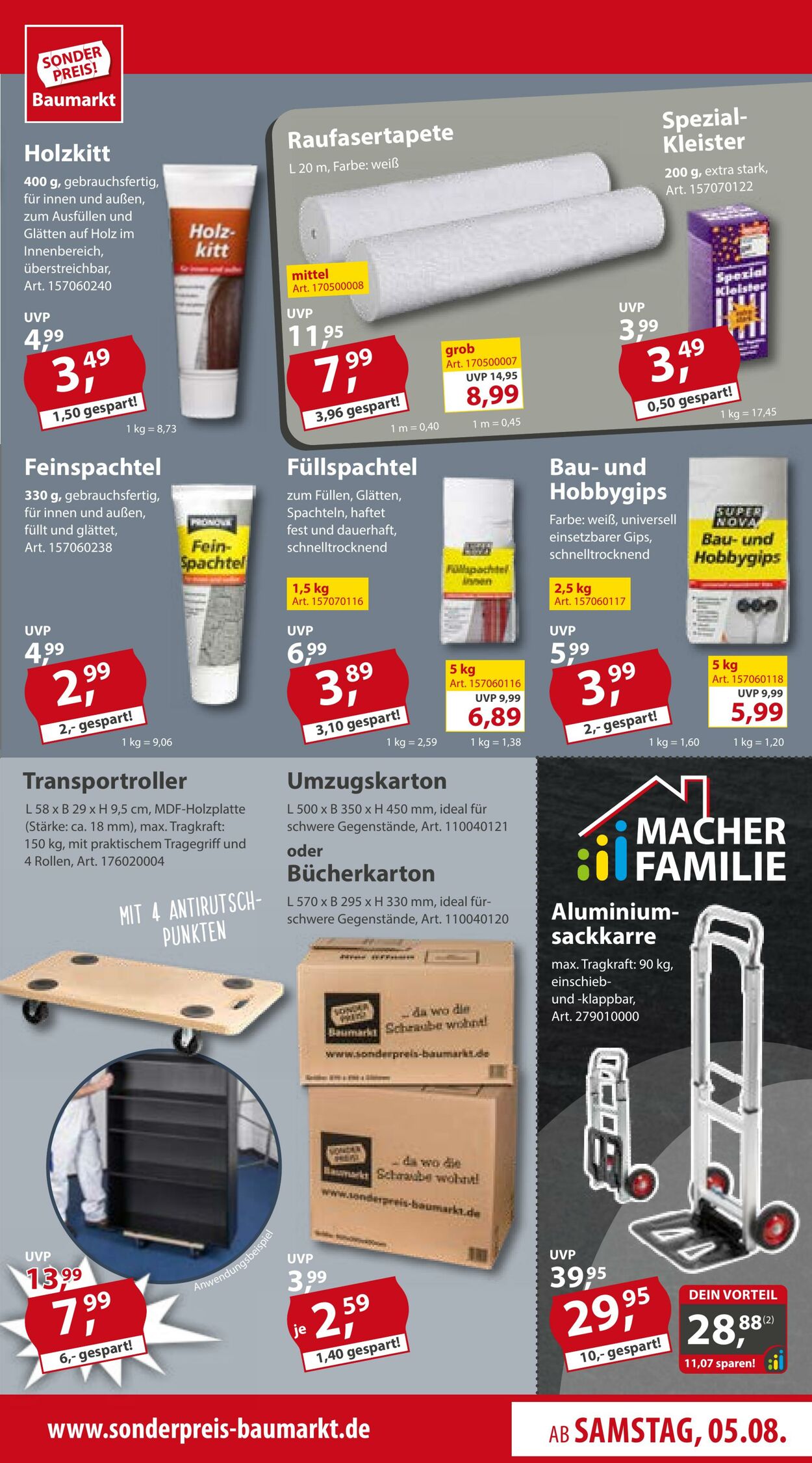 Prospekt Sonderpreis Baumarkt 05.08.2023 - 11.08.2023