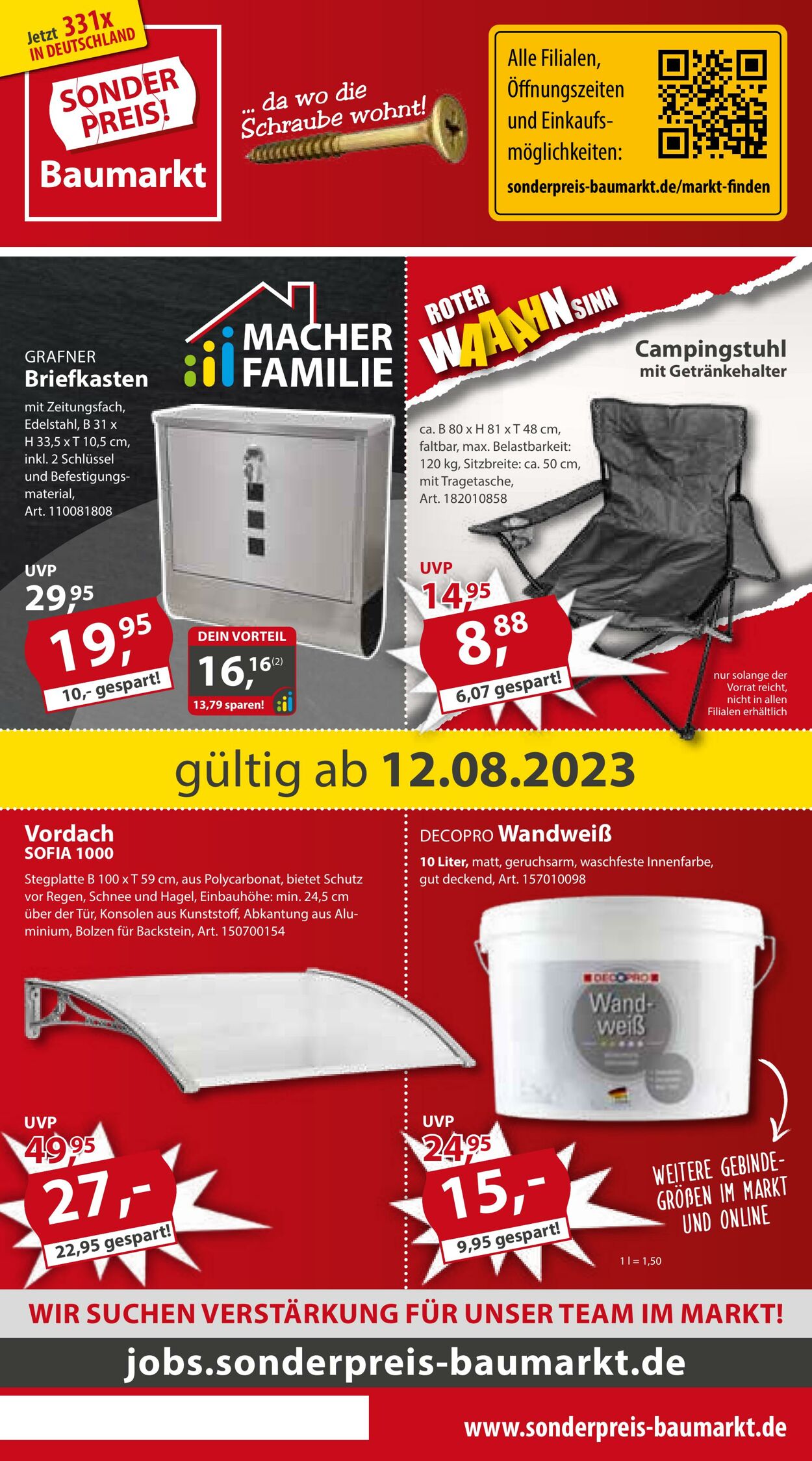 Prospekt Sonderpreis Baumarkt 12.08.2023 - 18.08.2023