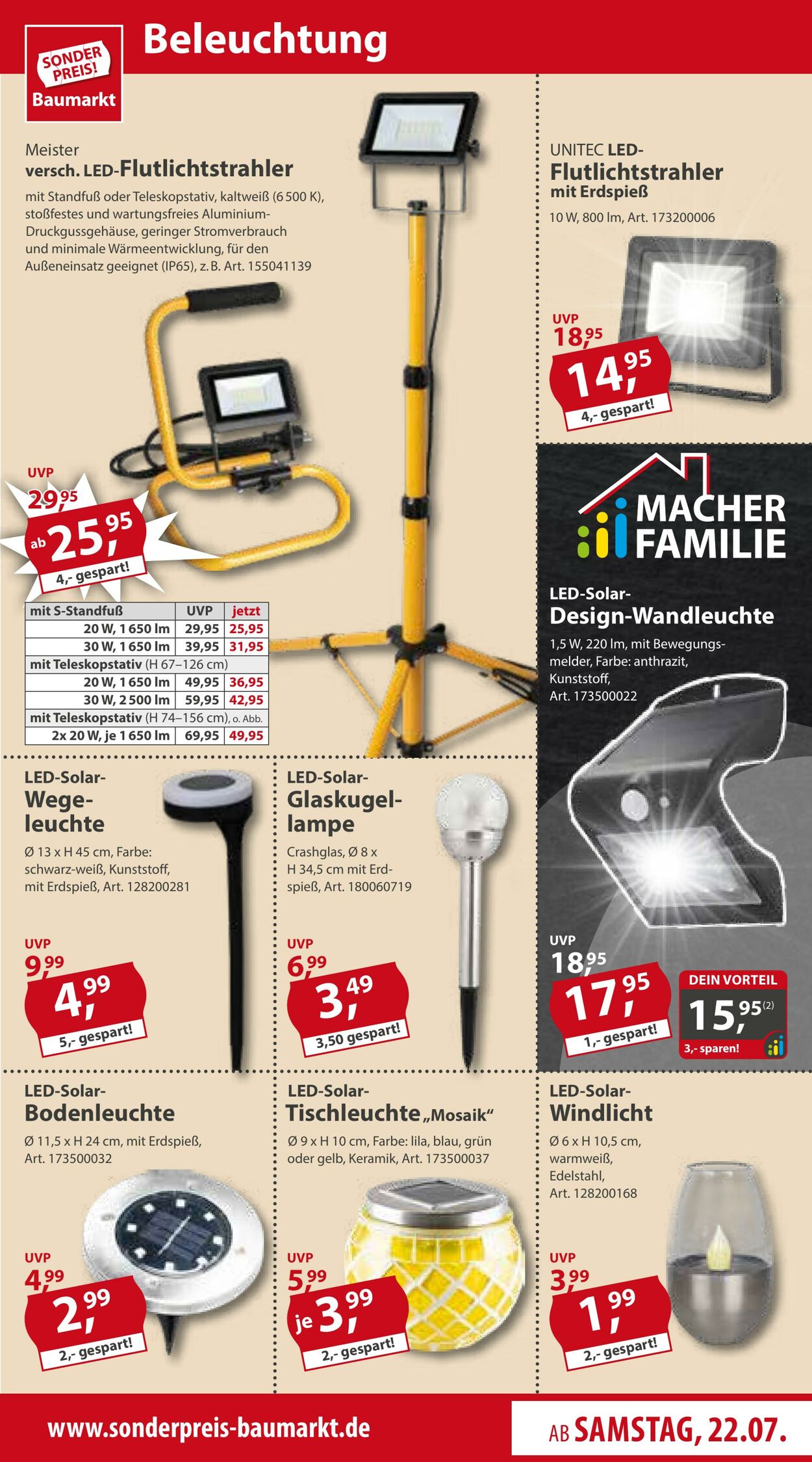 Prospekt Sonderpreis Baumarkt 22.07.2023 - 28.07.2023