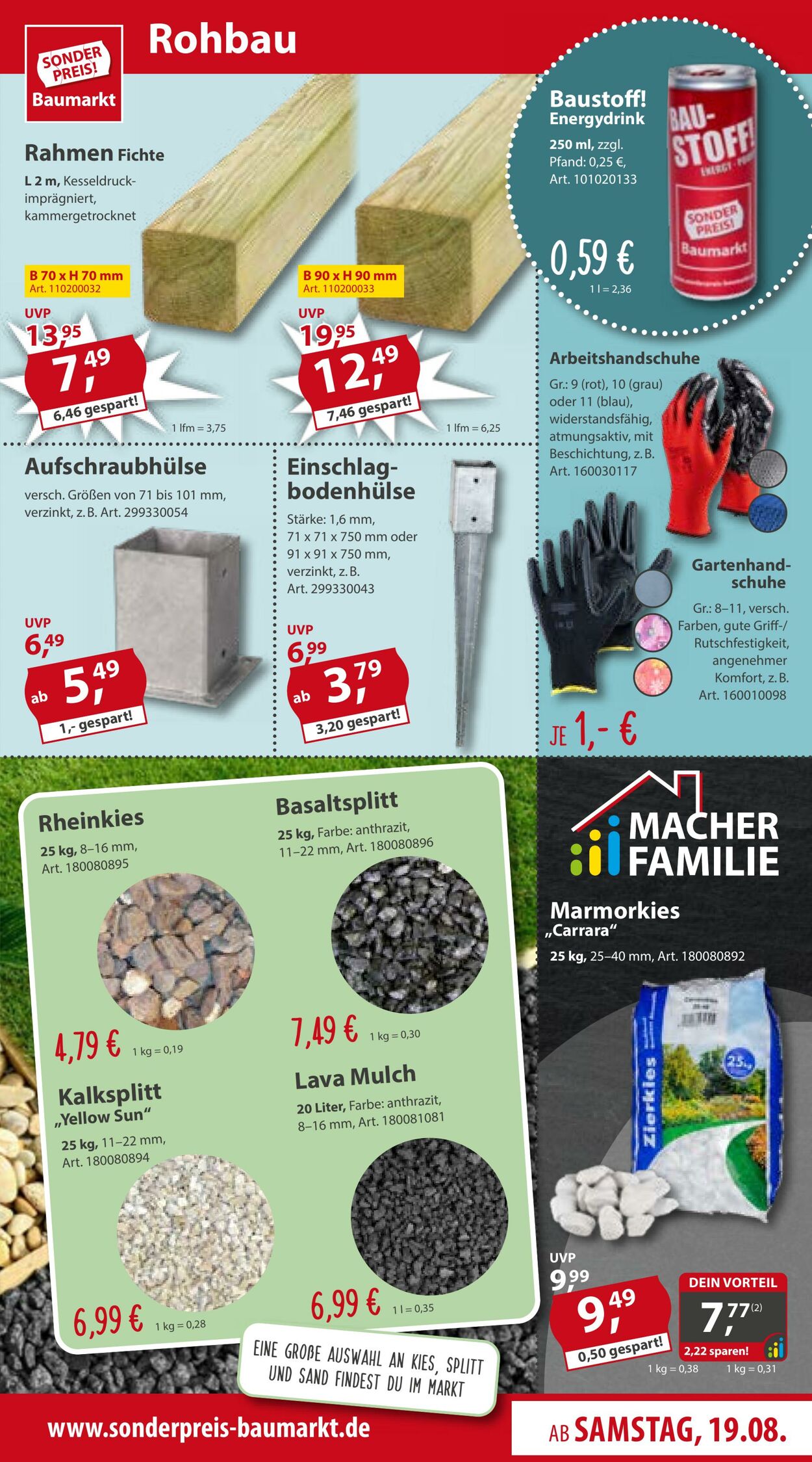 Prospekt Sonderpreis Baumarkt 19.08.2023 - 25.08.2023